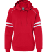 J America 8645 Women's Varsity Fleece Piped Hooded in Red