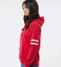J America 8645 Women's Varsity Fleece Piped Hooded in Red