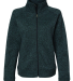 J America 8716 Women's Traverse Full-Zip Sweater in Black herringbone