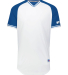 Russell Athletic R01X3M Unisex Classic V-Neck Jers in White/ royal/ white