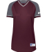 Russell Athletic R01X3X Women's Classic V-Neck Jer in Maroon/ steel/ white
