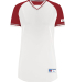 Russell Athletic R01X3X Women's Classic V-Neck Jer in White/ true red/ white