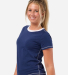 Boxercraft BW2106 Women's Contrast Stitch Baby Tee in Navy