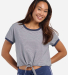 Boxercraft BW2107 Women's Striped Tie Front T-Shir in Navy/ white