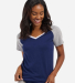 Boxercraft BW2204 Women's Colorblocked V-Neck T-Sh in Navy