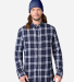 Boxercraft BU7401 Men's Flannel Button Down Shirt in Navy/ silver plaid