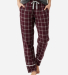 Boxercraft BW6603 Women's Cuff Flannel Pants in Varsity maroon oxford plaid