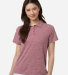 Team 365 TT125W Women's Relay Heathered Stripe Pol in Sport maroon heather/ white