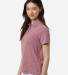 Team 365 TT125W Women's Relay Heathered Stripe Pol in Sport maroon heather/ white