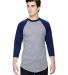 Augusta Sportswear 4420 Three-Quarter Sleeve Baseb in Athletic heather/ navy