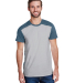 LA T LA6911 Men's Forward Shoulder T-Shirt in Titanium/ indigo