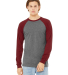 BELLA+CANVAS 3000 Hawthorne Baseball Tee in Deep heather/ cardinal