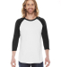 BB453 American Apparel Unisex Poly Cotton 3/4 Slee in White/ heather black
