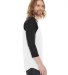 BB453 American Apparel Unisex Poly Cotton 3/4 Slee in White/ heather black