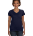 3507 LA T Ladies V-Neck Longer Length T-Shirt in Navy