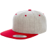 6089M Yupoong Classic Snapback Cap GREEN Under Bil in Heather grey/ red
