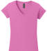 64V00L Gildan Junior Fit Softstyle V-Neck T-Shirt in Azalea