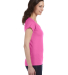 64V00L Gildan Junior Fit Softstyle V-Neck T-Shirt in Azalea