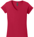 64V00L Gildan Junior Fit Softstyle V-Neck T-Shirt in Cherry red