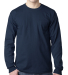 8100 Bayside Adult Long-Sleeve Cotton Tee with Poc in Navy
