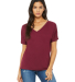 BELLA 8815 Womens Flowy V-Neck T-shirt in Maroon