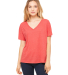 BELLA 8815 Womens Flowy V-Neck T-shirt in Red triblend
