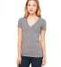 BELLA 8435 Womens Fitted Tri-blend Deep V T-shirt in Grey triblend
