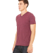 BELLA+CANVAS 3415 Men's Tri-blend V-Neck T-shirt in Maroon triblend