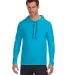 987 Anvil Ringspun Long-Sleeve Hooded T-Shirt in Carib blue/ d gr