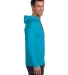 987 Anvil Ringspun Long-Sleeve Hooded T-Shirt in Carib blue/ d gr