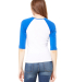 Bella 2000 Ladies Ribbed 3/4 Sleeve Baseball Tee B in White/ true royal