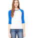 Bella 2000 Ladies Ribbed 3/4 Sleeve Baseball Tee B in White/ true royal