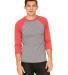 BELLA+CANVAS 3200 Unisex Baseball Tee in Grey/ red triblend