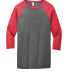 BELLA+CANVAS 3200 Unisex Baseball Tee in Grey/ red triblend