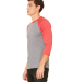 BELLA+CANVAS 3200 Unisex Baseball Tee in Grey/ red triblend